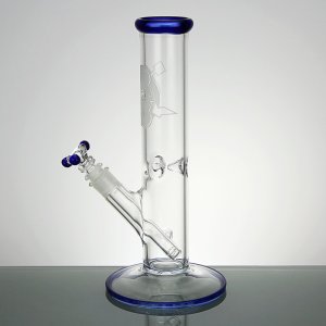 12 Inch Glass on Glass Straight Bong With Colour Lip and Bottom