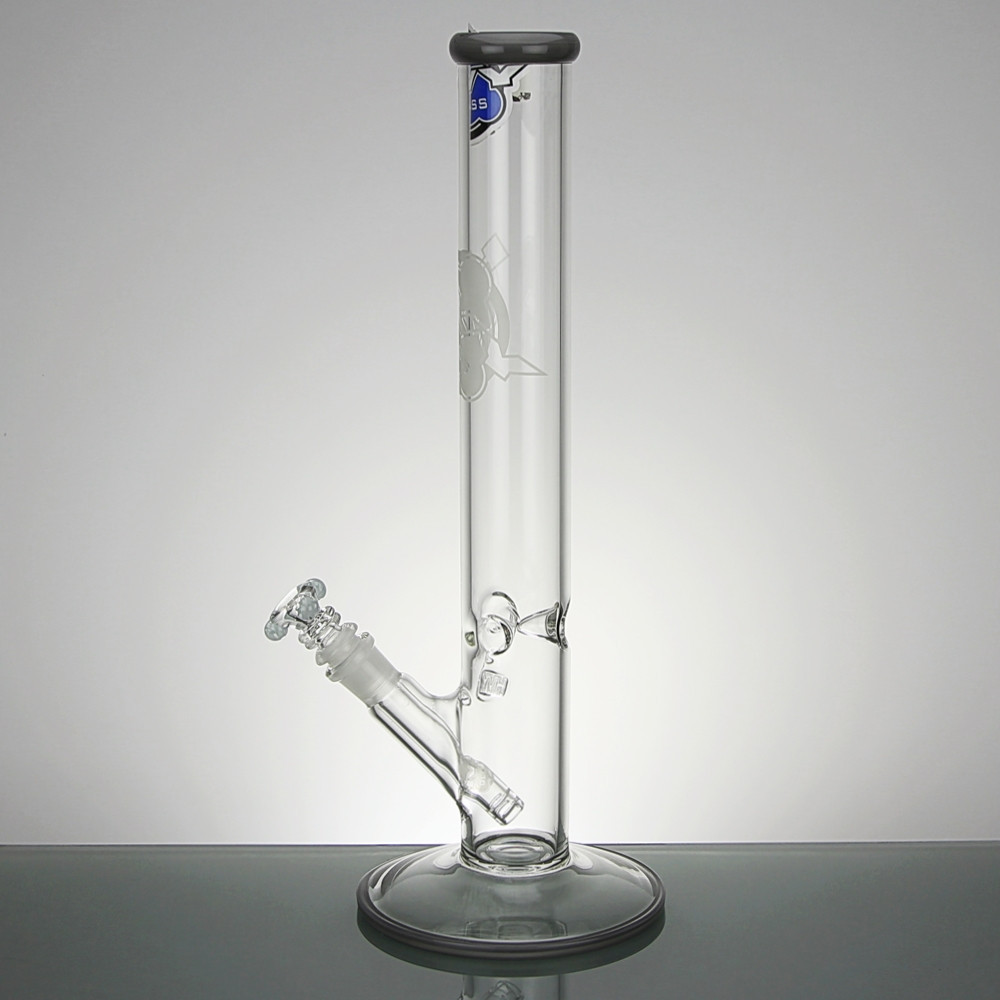 16 Inch Glass on Glass Straight Bong With Color Lip and Bottom