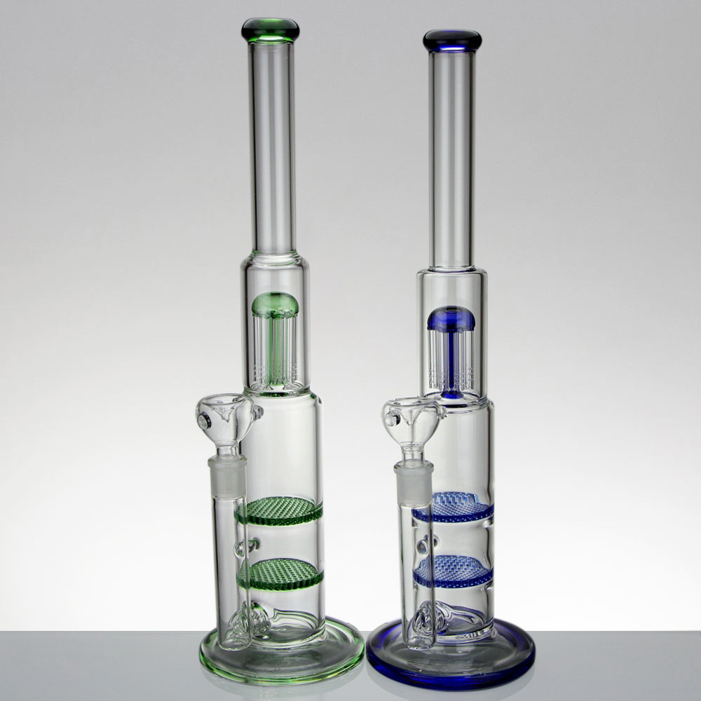 18 Inch Straight with Double Disc and Multi Arm Tree Perc