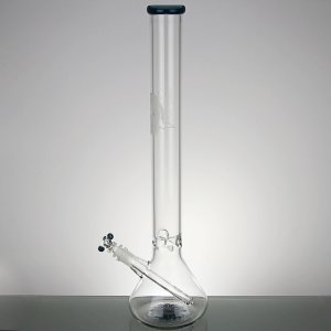 20 Inch Color Lip Bottom Glass on Glass Beaker Bong Aqua