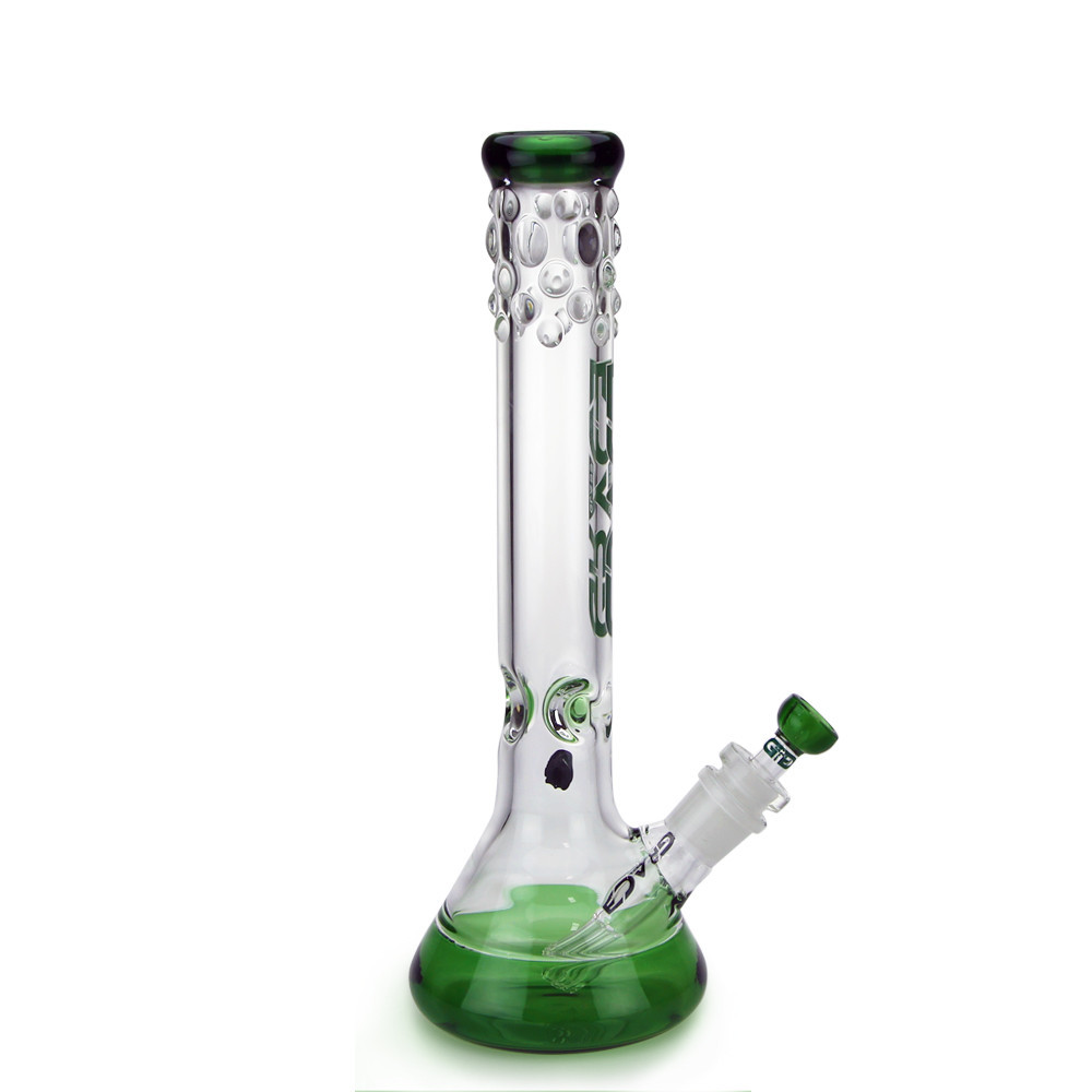 Beaker Bong with Ice Notch and Bubble Accents Green