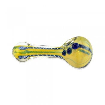 Classic Glass Spoon Pipe with Three Blue Marble Details