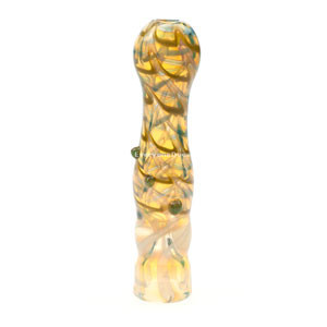 Colour Raked Glass One Hitter Pipe With Flat Mouth
