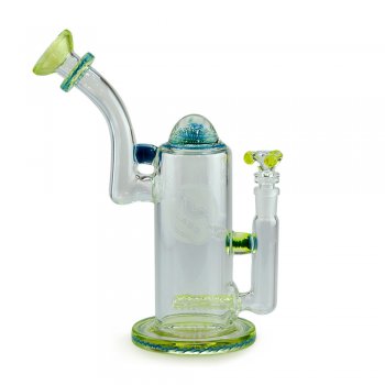 Colour Wrap Bubbler with Top Marble Detail Worked Inline Perc and Illuminati Glow