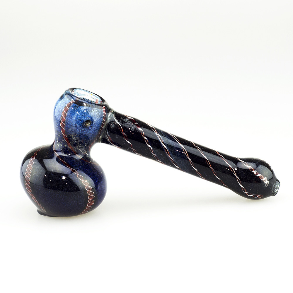 Full Frit Hammer Bubbler with Squiggle Cane Work
