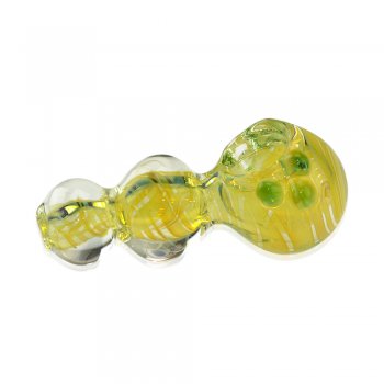 Glass Spoon Handpipe with Bubbled Handle and Green Marble Details