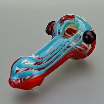Glass Spoon Pipe Double Marble Swirl Details