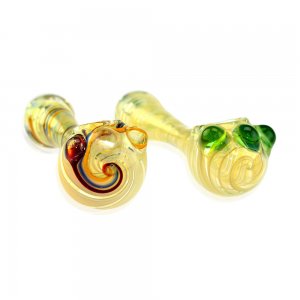 Glass Spoon Pipe with Swirls and Front Marble Details