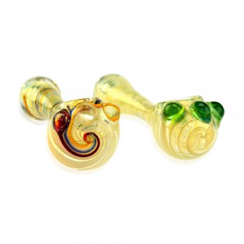 Glass Spoon Pipe with Swirls and Front Marble Details