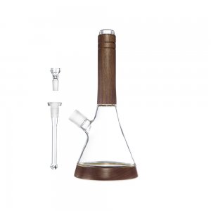 Glass and Walnut Wood Water Pipe