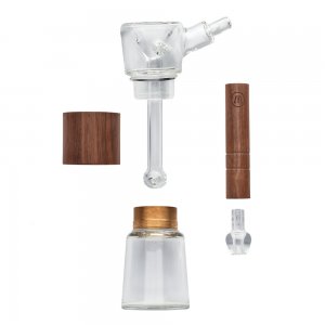 Glass and walnut wood bubbler