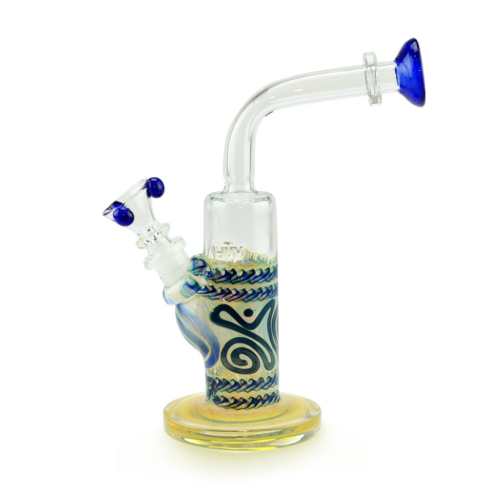 Glass on Glass Bubbler with Color Lip Wrap Sections