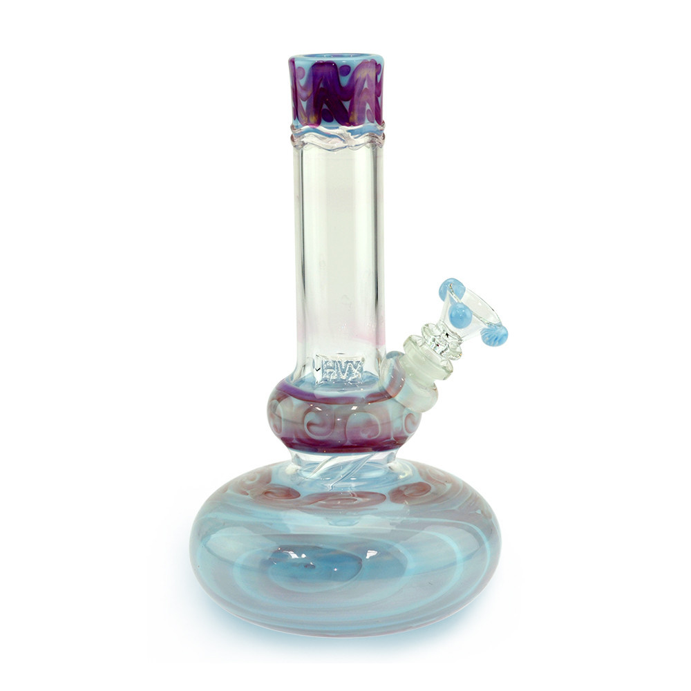 Glass on Glass Round Base Bong Coiled Color Light Blue