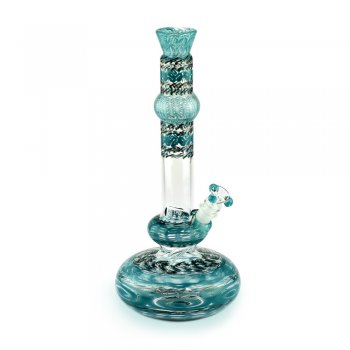 Glass on Glass Round Base Bong Genie Style with Art Detail