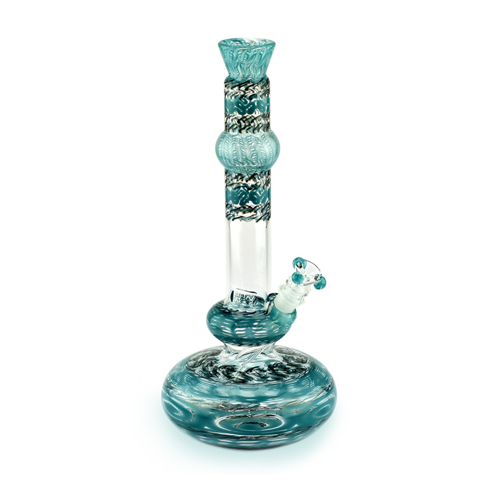 Glass on Glass Round Base Bong Genie Style with Art Detail