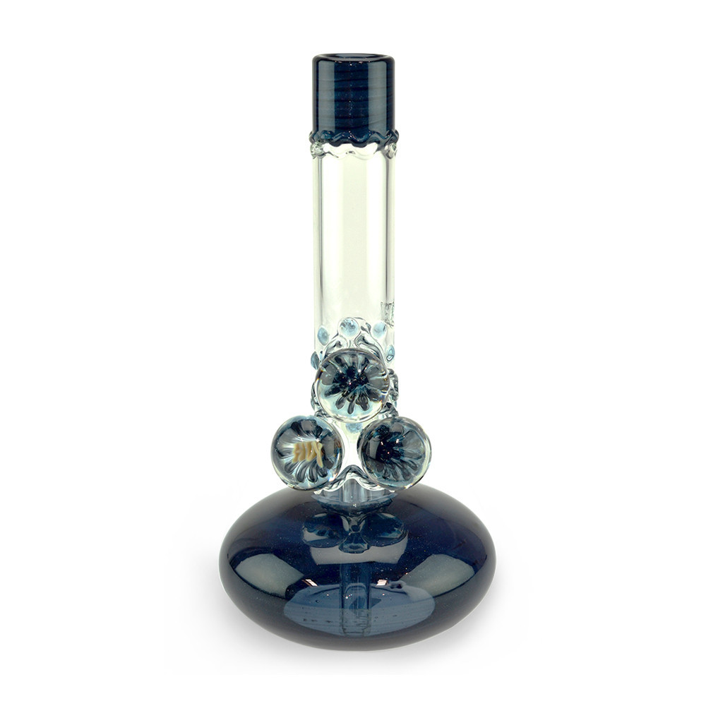 Glass on Glass Round Base Bong with Colored Sections and Marble Details