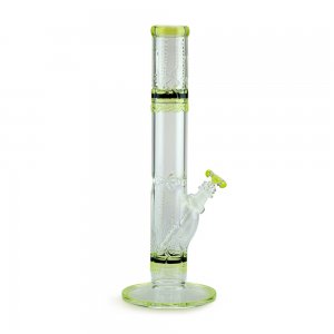 Glass on Glass Straight Tube Bong with Flame Top and Illuminati Glow Detail