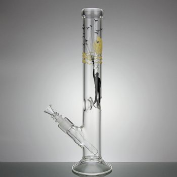 Man With Birds Straight Tube Ice Bong