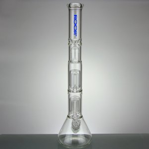 Mini Beaker Base Double Barrel Perc Blue