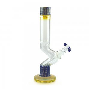 Mini Glass on Glas Bent Tube Bong with Ice Pinch and Colored Art