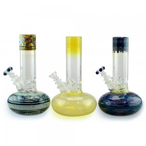 Round Base Bong with Ice Pinch and Colored Sections