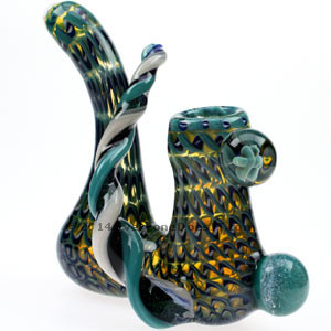 Sherlock Helio Glass Pipe with Dichroic Swirl