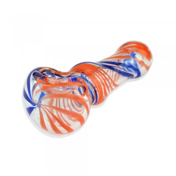 Small Classic Glass Spoon Pipe Light Blue and Orange Swirl
