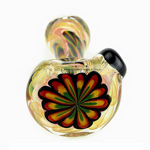 Spoon Pipe Double Flower Rasta Accent
