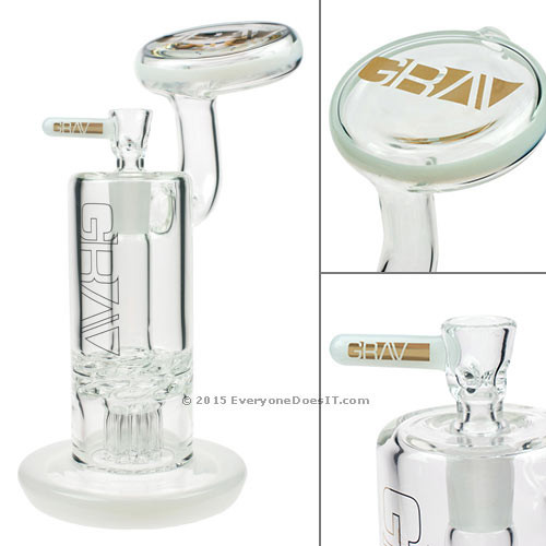 Sprocket Tree Perc with Disc Mouthpiece White Grav Gold Collection