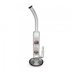 Stemless Bubbler Double Ten Arm Perc with Red Accents