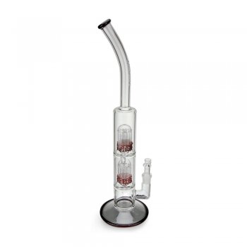 Stemless Bubbler Double Ten Arm Perc with Red Accents