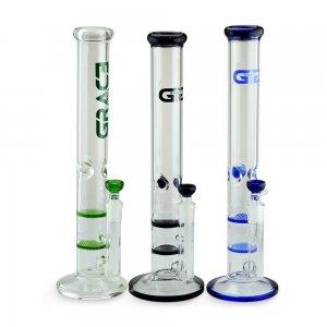 Straight Tube Bong with Fixed Inline and Honeycomb Perc