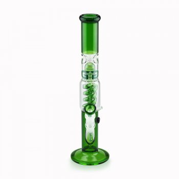 Straight Tube Bong with Ice Notches and Splash Guard Green