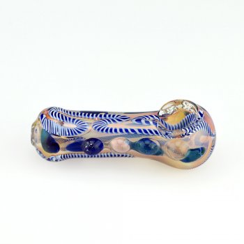 Thick Glass Spoon Pipe Coiled with Four Side Marbles