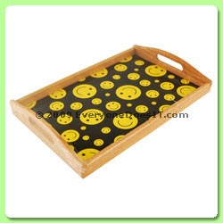 Wooden Rolling Tray Smiley Faces