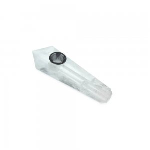 4" Handmade Crystal Herb Pipe - Clear Crystal