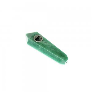 4" Handmade Crystal Herb Pipe - Green Aventurine