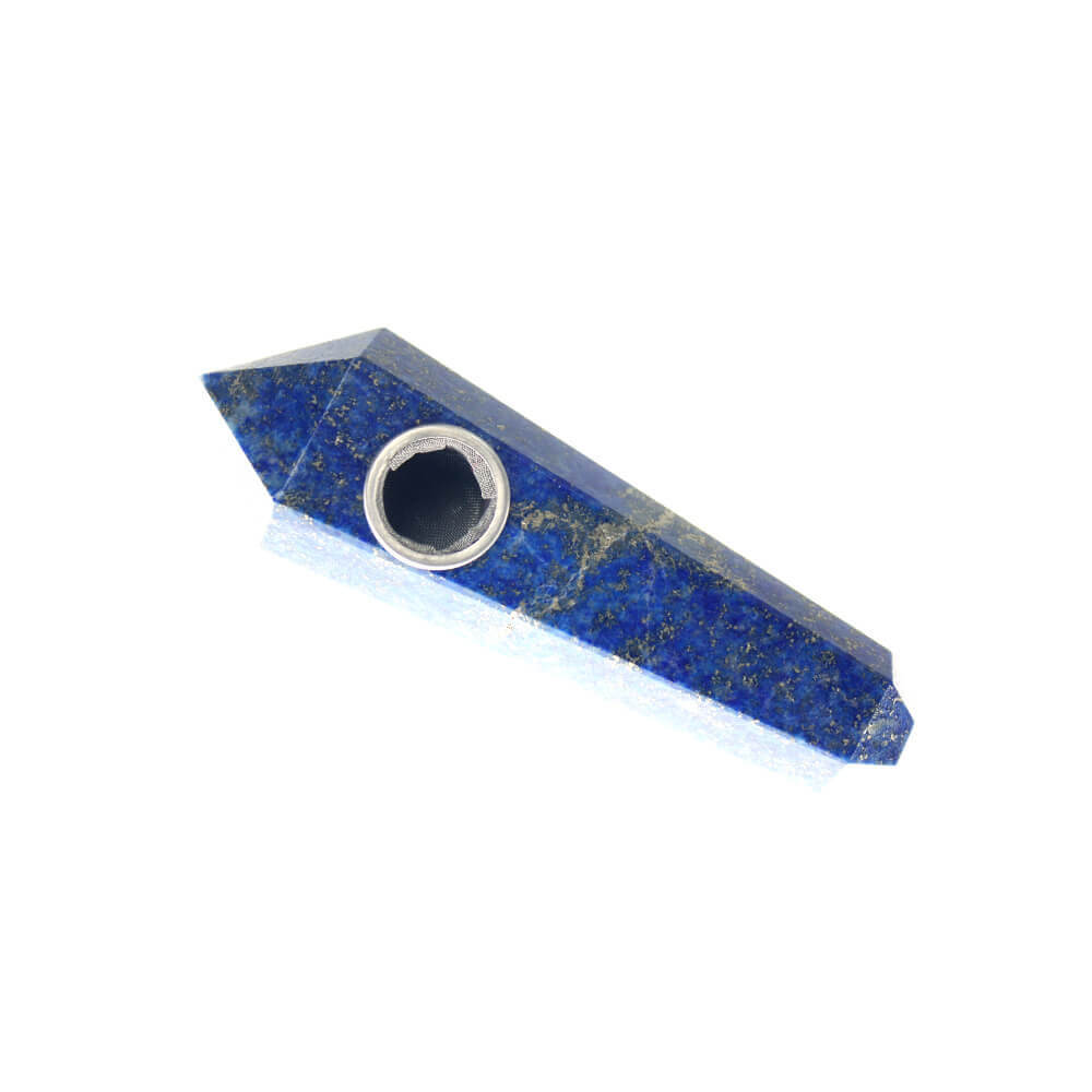 4"  Handmade Crystal Herb Pipe - Lapis Lazuli