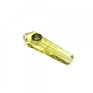 4" Handmade Crystal Herb Pipe - Yellow Citrine