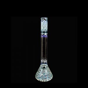 Beaker Bong with Worked Top and Trail and Rake Design plus Ice Pinch