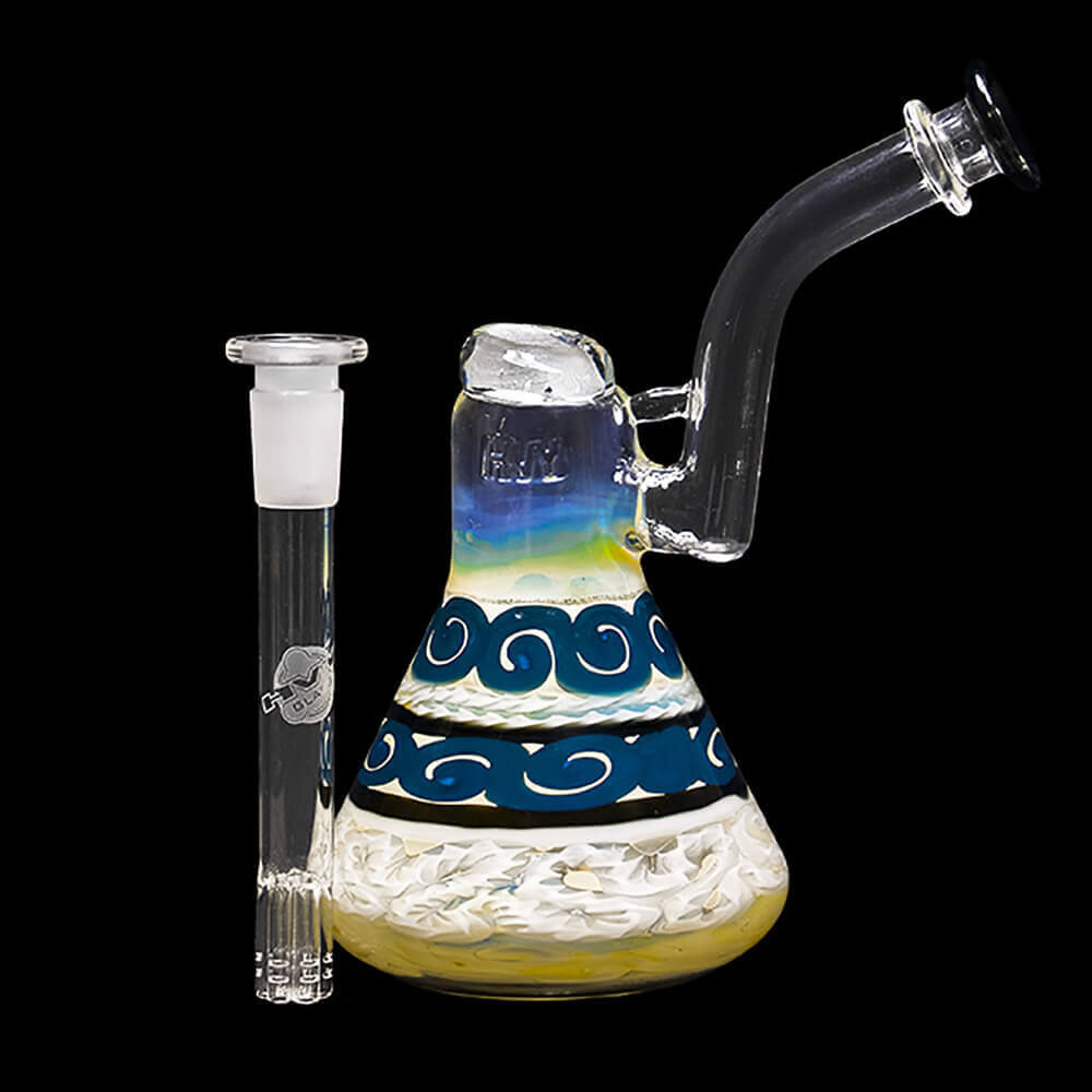 Beaker Bubbler Bong with removable 6-Arm Tree percolator and Color Cane accents