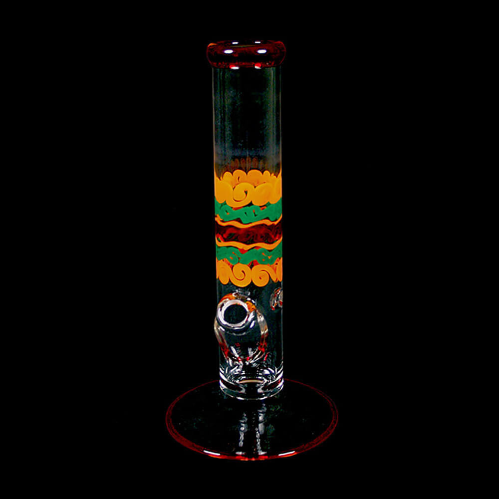 Color Cane and Fume Straight Bong with Ice Pinch