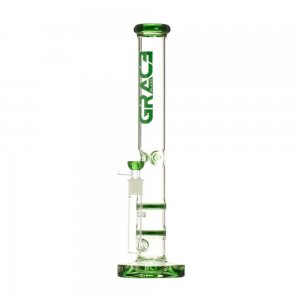 Cylinder Bong with Twin Honeycomb Percs and Ice Pinch
