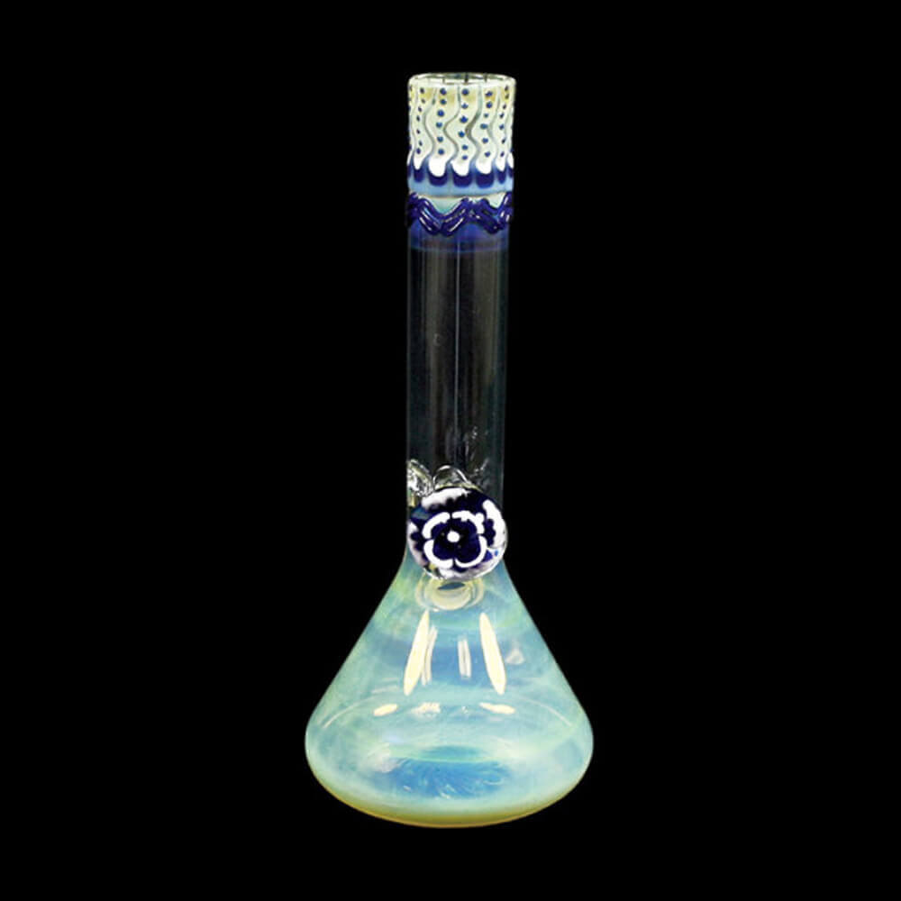 Fumed Beaker Base Mini Bong with Flame Top and Marble