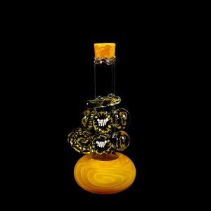 Round Base Mini Bong with Coil Art and Deco Marbles