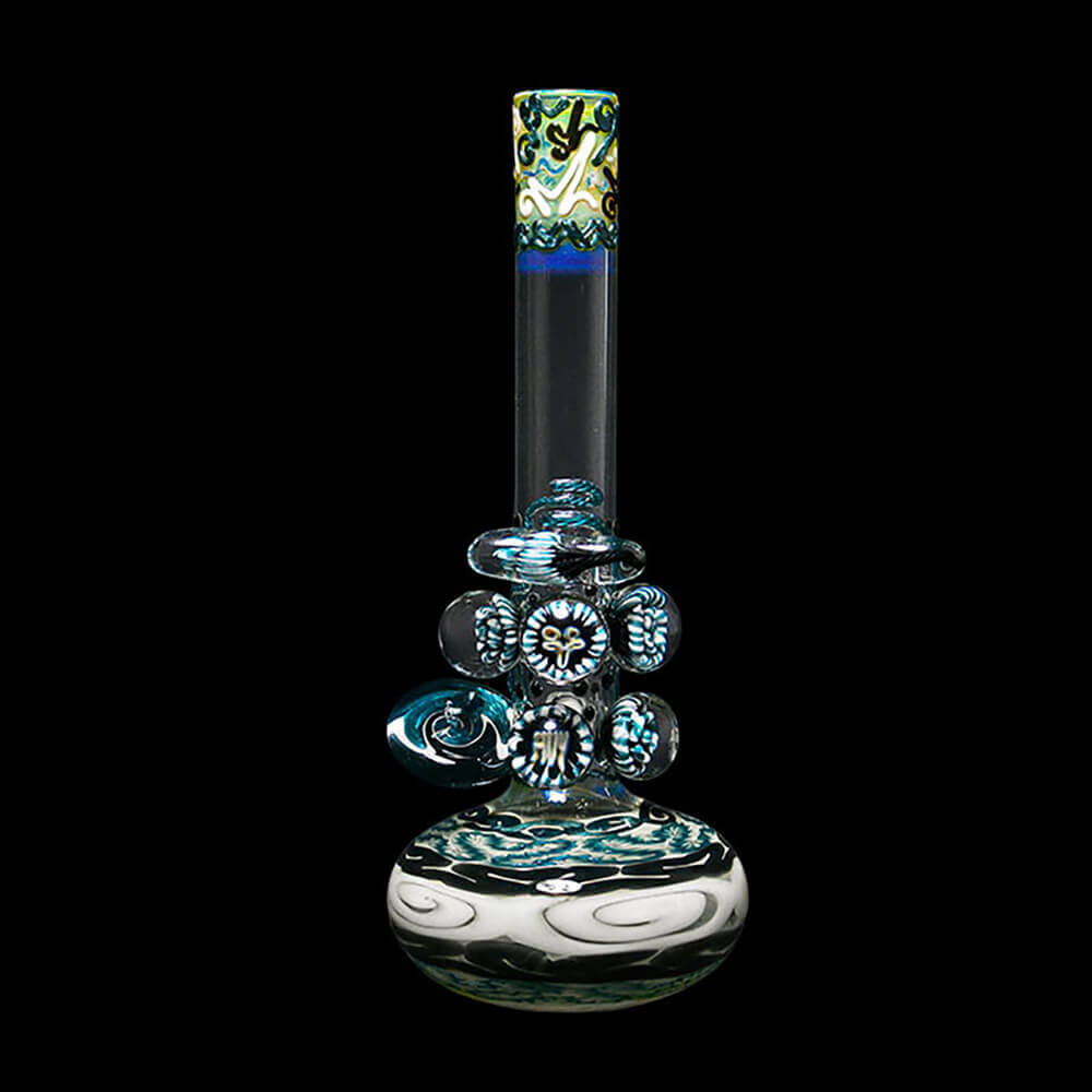 Round Base Mini Bong with Fume Art and Deco Marbles