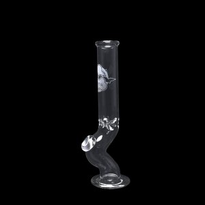 Straight Tube Bong with Mid Neck Bend and Frosted HVY Logo