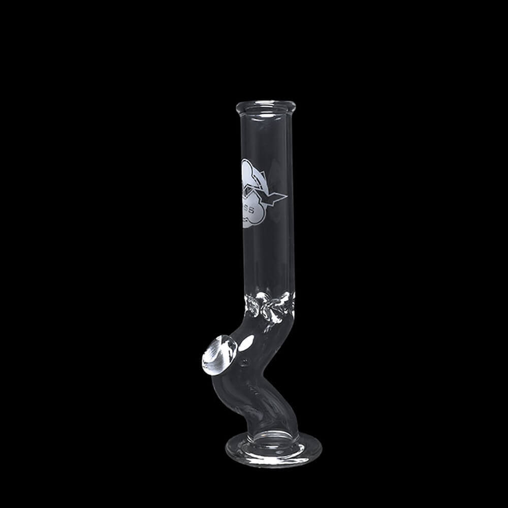 Straight Tube Bong with Mid Neck Bend and Frosted HVY Logo