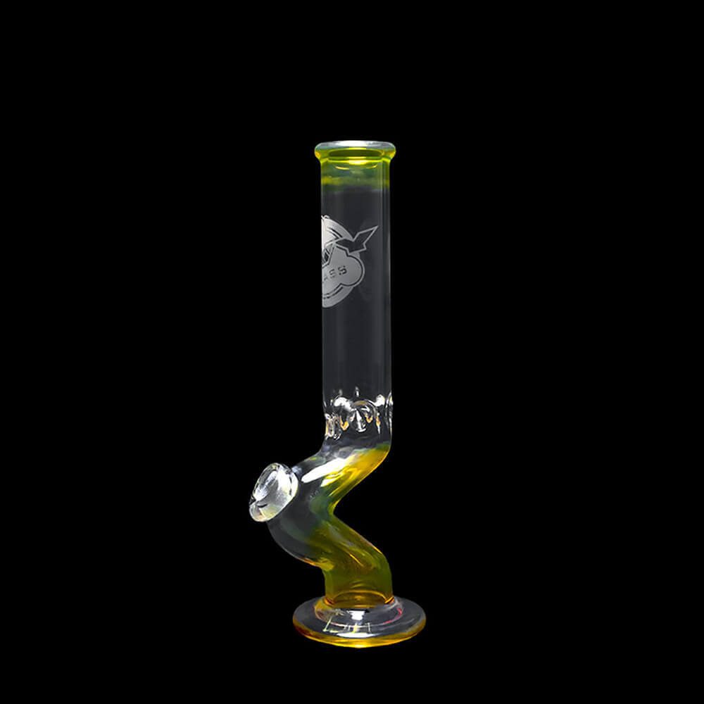 Straight Tube Bong with Mid Neck Bend and Fumed accents