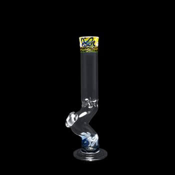 Straight Tube Mini Bong with Bent Neck design and Fume Art styling